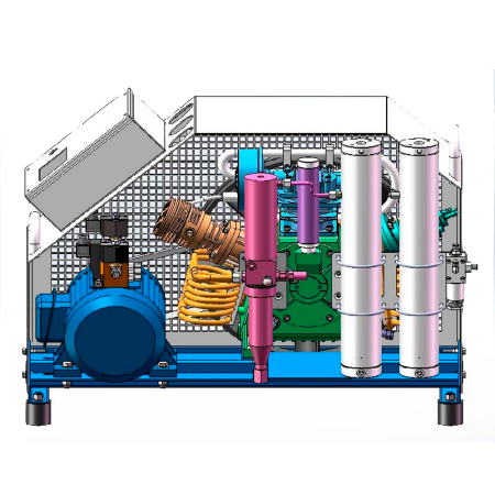 Компрессор высокого давления FROSP КВД 265/300Р (380В, 265л/мин, 300бар, 5,5кВт) с автосливом конденсата